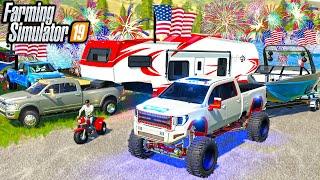 MILLIONAIRES GO 4TH OF JULY CAMPING & BOATING | (ROLEPLAY) FARMING SIMULATOR 2019