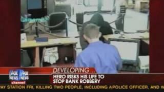 Elderly man tackles a thief holding up a bank