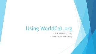 Using WorldCat.org