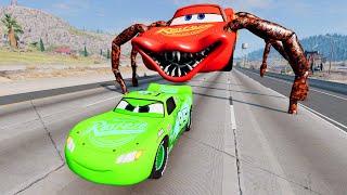 Epic Escape From The Lightning McQueen Eater | Car VS Lightning McQueen Eater | BeamNG.Drive