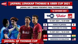 Jadwal Perempat Final Thomas Cup 2021 Day7: Indonesia vs Malaysia | Badminton Thomas & Uber Cup 2020