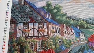 Bead Embroidery Kit, Alpine town, large size full embroidery pattern 40x57 cm, #BeadedCrossStitch