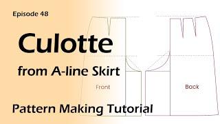 How to draft Crotch Lines for Culotte from A-line skirt patterns [Pattern Making Tutorial]