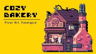 Cozy Bakery by the Harbour | Pixel Art Timelapse