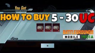 How To Buy 5 To 30 UC in BGMI OR PUBG | EASY METHOD | EVERYONES CAN BUY,@BattlegroundsMobile_IN