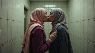 Lesbian Hijab Girls Sharing Beautiful Kissing Moments