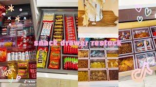 Snack drawer restock || organizing and restocking ASMR || Tiktok compilation 