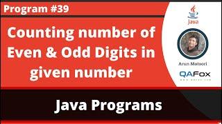 Java program to count the number of even and odd digits in the given number