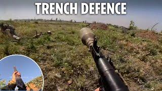 Ukrainian troops rain fire on Russians in frontline firefight while blasting drones with SHOTGUNS