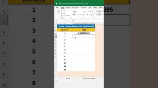 How to convert Meters into Feet in Excel #excel #shortvideo #shorts