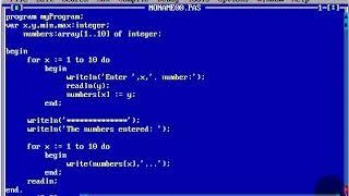 Turbo Pascal Programming  #45 Minimum and Maximum in an Array