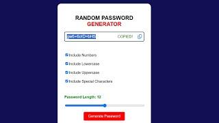 Random Password Generator Javascript | Random Password  HTML CSS JS Projects