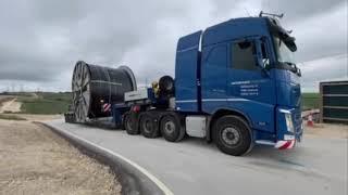 DCS Logistics Abnormal Load Escort Services - Hegmann Transit With Cable Reels In Dorset