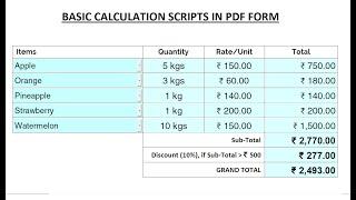 Excel Calculation in PDF Form | Scripts for Calculated Field in Adobe Acrobat Pro