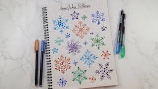 Snowflake Design Ideas | Coloring Easy Mandala Patterns for beginners | Doodle Christmas Crafts