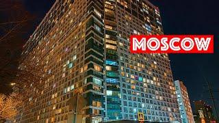 Moscow street walk. Serene everyday life of the evening city.(subtitles)