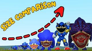 ALL TYPES OF SONIC MONSTERS SIZE COMPARISON In Garry's Mod