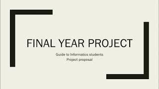 How to Write a  Proposal in Final Year Project