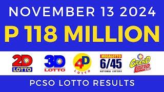 Lotto Result Today 9pm November 13 2024 PCSO