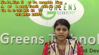 Greens Technology, Adyar - Monica - Linux - Students testimonial