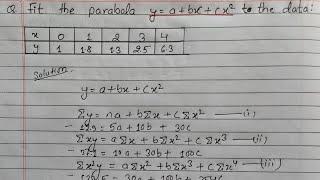 Curve fitting method by the method of Least square | Curve Fitting parabola