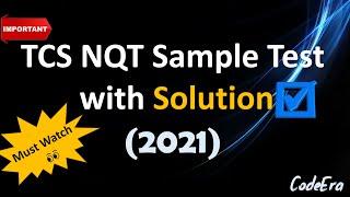 TCS NQT 2021 Sample Test with full Solution| Reasoning |Numerical |Verbal