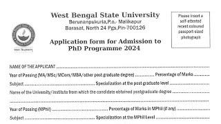 Ongoing PhD Admission 2024 // West Bengal State University