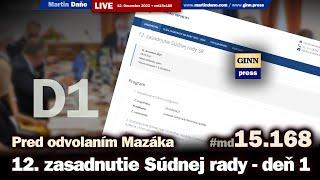 Live: 12. zasadnutie Súdnej rady - deň 1. Pred odvolaním Jána Mazáka #Tatragate #md15x168