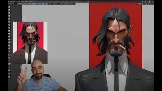 John Wick sculpt realtime in Blender for 1h and 30 min