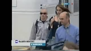 Spain 2002 Baldheaded Kimi Räikkönen leaving the paddock with his girlfriend Jenni Dahlman