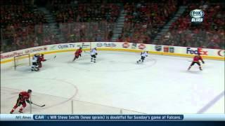 David Backes kneeing on Matt Stajan St. Louis Blues vs Calgary Flames 12/23/13 NHL Hockey