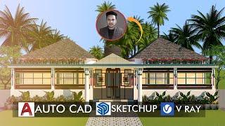 Auto cad + Sketchup + V Ray Full Video Tutorial Bangla ।। Mostofa Studio