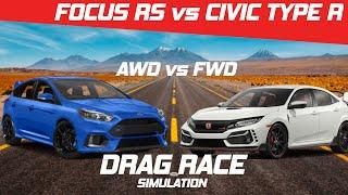 Focus RS vs Civic Type R Drag Race | 1/4 Mile | Visualizer