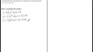 The Max and Min of a Quadratic Function