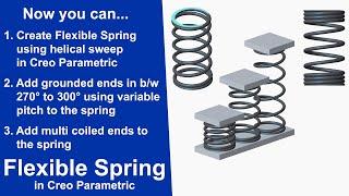 Create flexible Spring with grounded end & multi coiled end using helical sweep in Creo Parametric