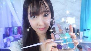 ASMR(Sub)Blue Glitter Makeup shop Roleplay for summer at the resort(vacance makeup, layered sounds)