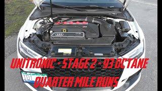 Audi RS3 1/4 Mile Runs - Unitronic - Stage 2 - 93 Octane