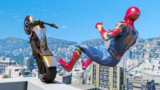 GTA 5 Iron Spiderman Motorcycle Stunts/Fails/ - 30 Minutes of the Best Ragdolls Compilation #6