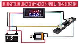 Digital Voltmeter Ammeter DC 100V 50A LED Amp Volt Meter with Shunt Wiring & Connection Diagram