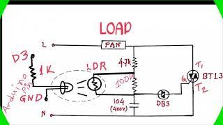 Simple AC Dimmer Fan Speed control with Arduino nano and LDR