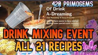 Of Drink A-Dreaming ALL RECIPES Guide [420 PRIMOGEMS] - Genshin Impact