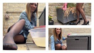 Outdoor Cleaning - Chores Outside - Cleaning Garden Furniture, Weeding Garden Housewife Chores
