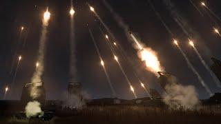 Firing HIMARS System at Night - Massive MLRS Firing Drill - Artillery - Military Simulation - ArmA 3