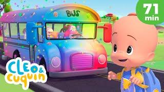 The Wheels On the Colorful Bus  Nursery Rhymes by Cleo and Cuquin | Children Songs