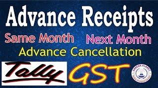 Tally-GST Advance Receipt Adjustment Entries for Same Month Next Month and Cancellation Part-15