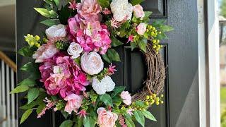 Spring Hydrangea Wreath Tutorial, Crescent Wreath Making