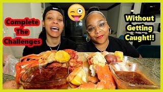 EAT & SNEAK SEAFOOD BOIL MUKBANG CHALLENGE WITH MY WIFE!