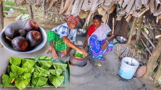 Palm Fruit steamed cake recipe prepared by our santali tribe couple