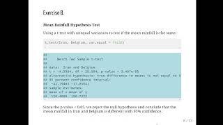 Annual Average Rainfall Comparison (Hypothesis Tests with R)