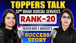 32nd Bihar Judiciary Topper's Strategy | Tazeen Bint E Waheed, Rank-20 @JudiciarybyPW